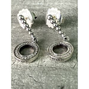 LAGOS Caviar Sterling Silver Diamond Spark Drop Circle Earrings